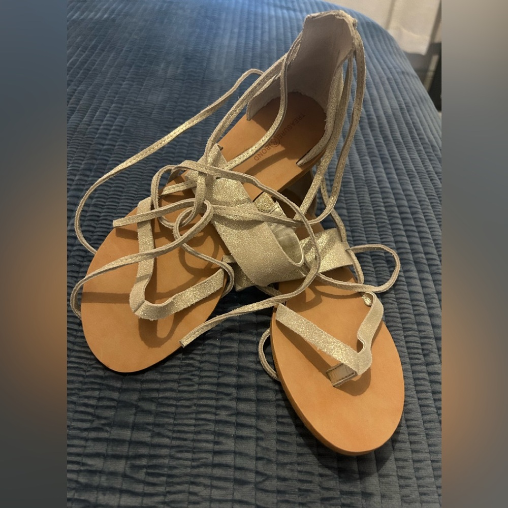 Strappy Gold Roman Sandals